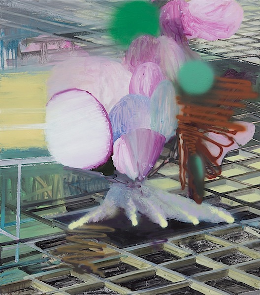 Wolfgang Ellenrieder: Bunter Strauss, 2015, Pigment, Bindemittel und Öl auf Nessel, 75 x 66 cm


